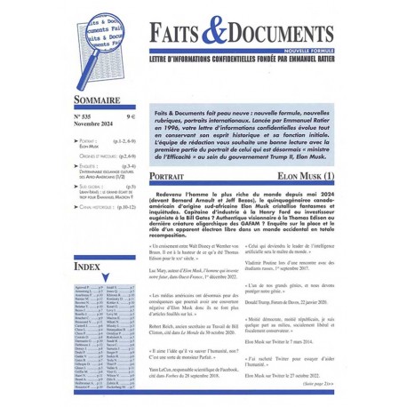 Faits & Documents n°535 - « Elon Musk (1) »